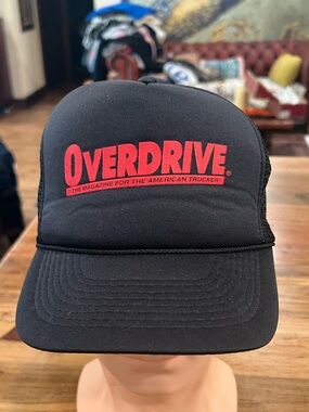 Black Trucker Hat with Red Logo